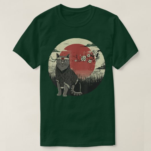 日本北天猫桜猫アニメレトロ 日本の Tシャツ (デザイン正面)