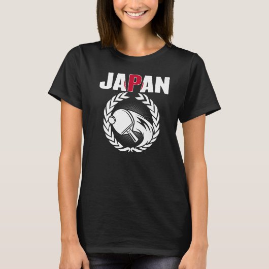 日本卓球ピンポン日本のチームサポート Tシャツ (正面)