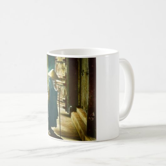 日本古いヴィンテージの幻灯の司祭を祈ること コーヒーマグカップ (正面右)