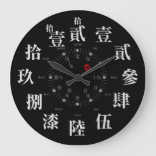 日本古漢字スタイル(黒顔) ラージ壁時計