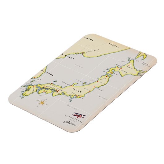 日本図解入りの、写真付きのの地図 マグネット (左側)