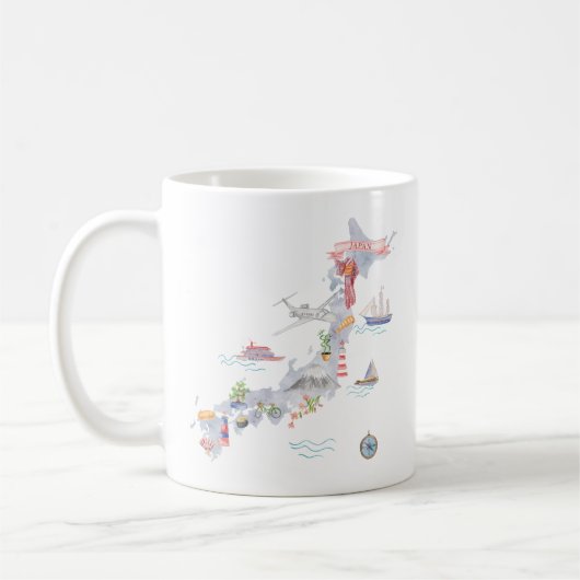 日本図解入りの、写真付きの地図日本の文化 コーヒーマグカップ (左)