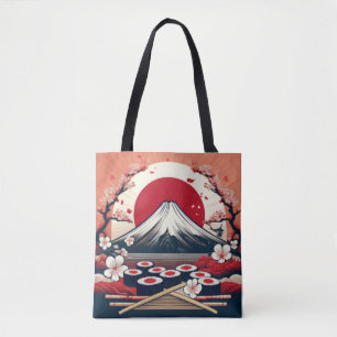 日本国旗と山富士アートワーク トートバッグ