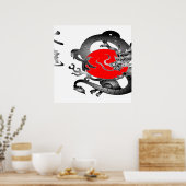 日本国旗のドラゴンポスター ポスター (キッチン)