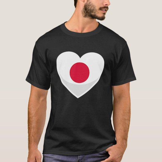 日本国旗のポケットハート Tシャツ (正面)