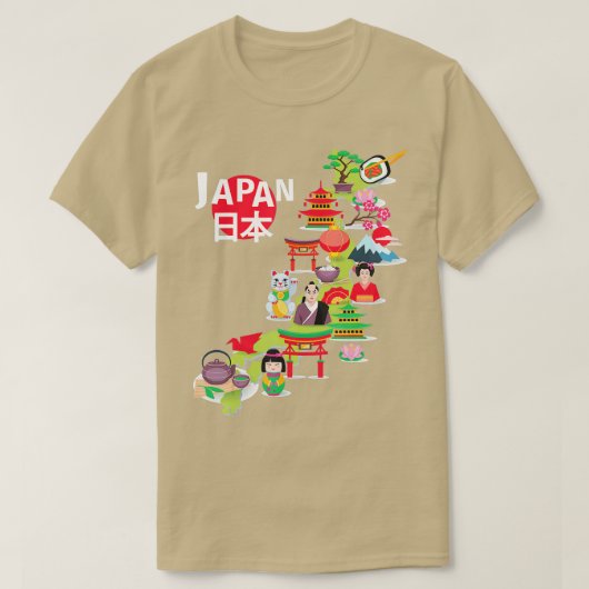 日本国旗の地図日本のプライド沖縄県 Tシャツ (デザイン正面)