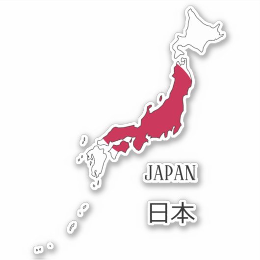 日本国旗の地図 シール (正面)