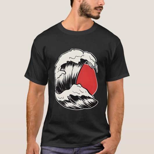 日本国旗の波アーティス日本のト Tシャツ (正面)