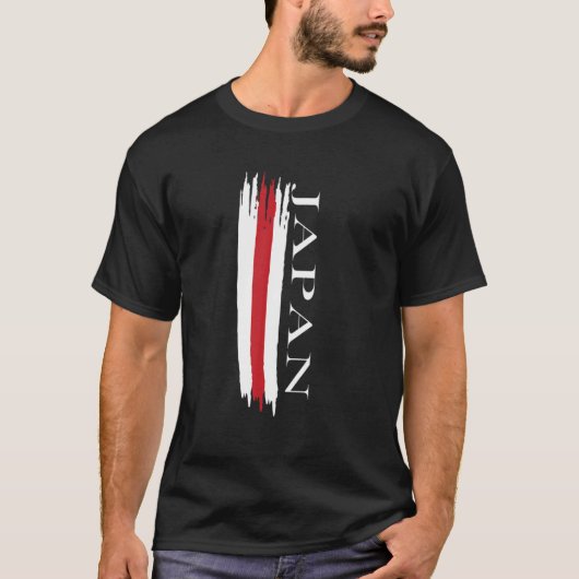 日本国旗の色のストライプ Tシャツ (正面)