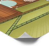 日本国旗を掲げた力士 ポスター (角)