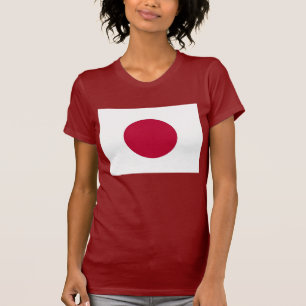 日本国旗を掲げた女性Tシャツ Tシャツ