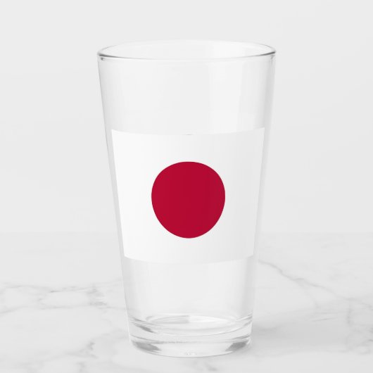 日本国旗を掲げた愛国的なガラス杯 タンブラーグラス (正面)