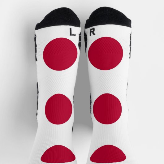 日本国旗を掲げた陸上競技用クルーソック ソックス (上部)