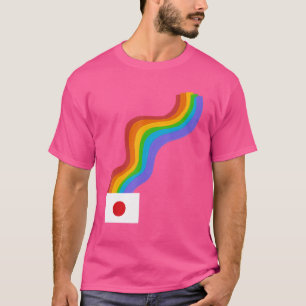 日本国旗ウェーブレインボーROYGBIVプライドin日本ライ Tシャツ