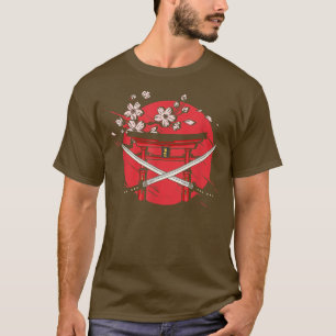 日本国旗カタナさくらんぼ花の木桜日本 Tシャツ