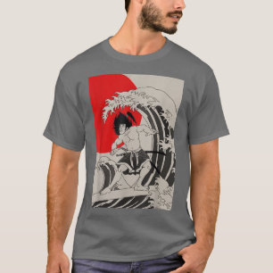 日本国旗ジャパネス侍サーファー素晴らしウェーブT Tシャツ