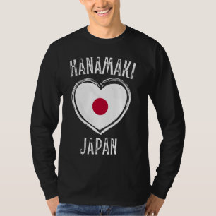日本国旗ハート花巻市 Tシャツ