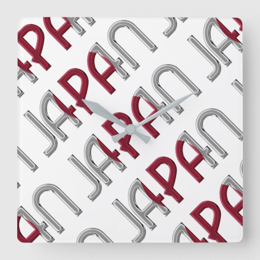 日本国旗日本の色タイポグラフィ スクエア壁時計 (正面)