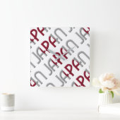 日本国旗日本の色タイポグラフィ スクエア壁時計 (ホーム)