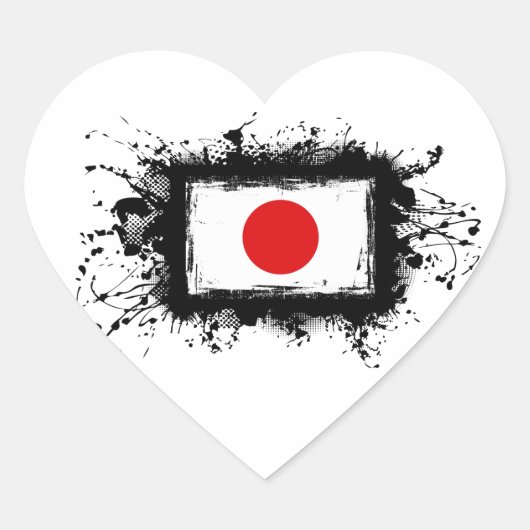 日本国旗 ハートシール (正面)