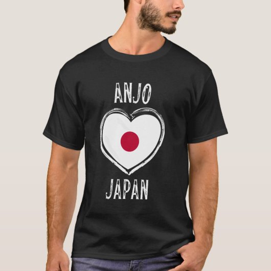日本国旗 ハート 安城市 Tシャツ (正面)