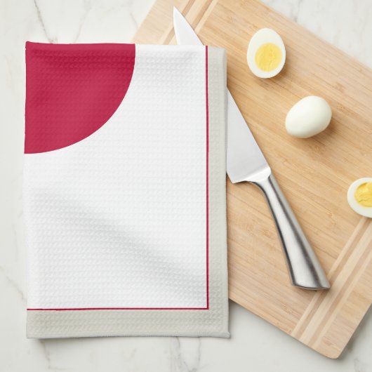 日本国旗:日の丸、日章木、赤日 キッチンタオル (四つ折り)