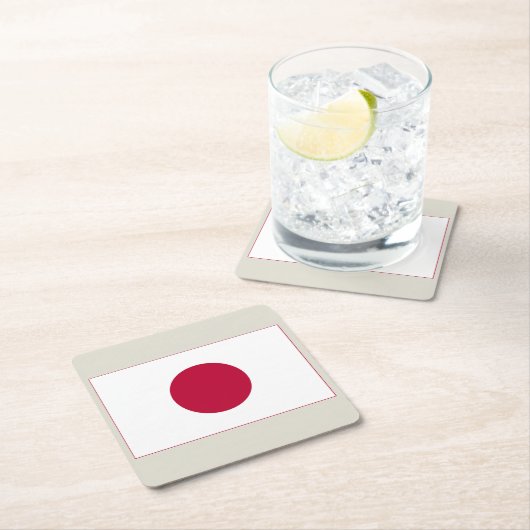 日本国旗:日の丸、日章木、赤日 スクエアペーパーコースター (インサイチュ)