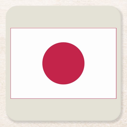 日本国旗:日の丸、日章木、赤日 スクエアペーパーコースター (正面)