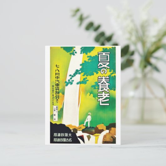 日本国立公園の滝、ヴィンテージ旅行 ポストカード (スタンド正面)