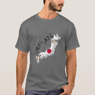 日本地図および旗 Tシャツ