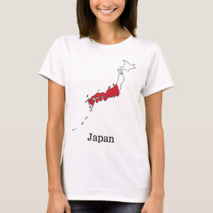 日本地図内の日本国旗 お土産 デザイン Tシャツ