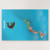 日本地図図解入りの、写真付きの旅行ポスタープリント。 ジグソーパズル (横)