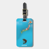 日本地図図解入りの、写真付きの旅行ポスタープリント。 ラゲッジタグ (正面縦)