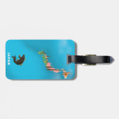 日本地図図解入りの、写真付きの旅行ポスタープリント。 ラゲッジタグ (裏面横)