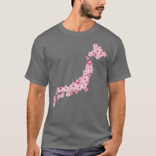 日本地図日本の桜地図 Tシャツ