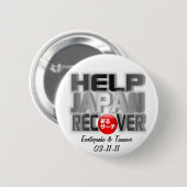 日本地震の津波のレリーフ、浮き彫り 缶バッジ (正面&裏面)