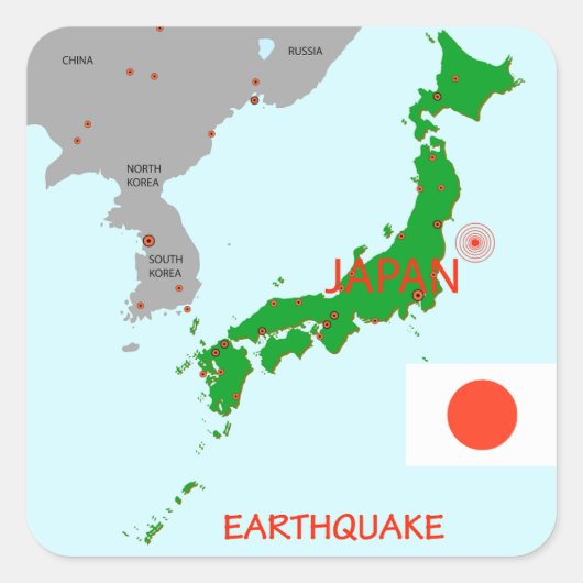 日本地震地図 地震活動 スクエアシール (正面)
