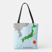日本地震地図　地震活動 トートバッグ (裏面)