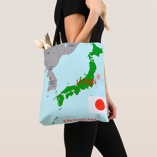日本地震地図　地震活動 トートバッグ