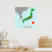 日本地震地図　地震活動 ポスター (キッチン)