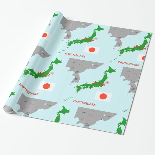 日本地震地図　地震活動 ラッピングペーパー (アンロールド)
