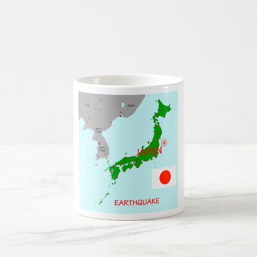 日本地震地震地図 コーヒーマグカップ