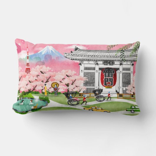 日本場面 ランバークッション (正面)