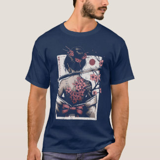 日本女性の桜のタトゥーアート芸者女性 Tシャツ