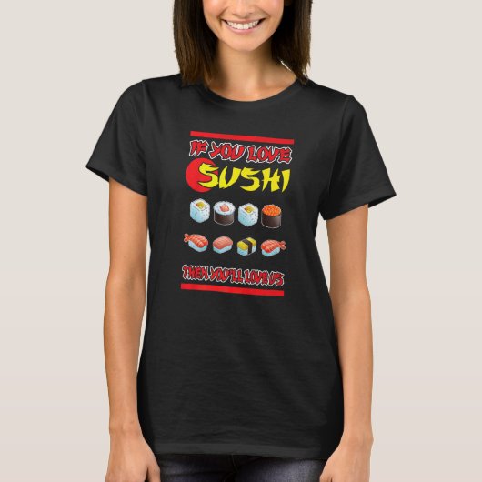 日本寿司わさび手巻き寿司マンダイコン Tシャツ (正面)