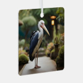 日本庭園のコウノトリ メタルオーナメント (正面右)