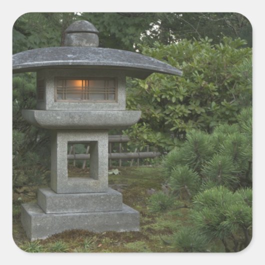 日本庭園の灯籠 スクエアシール (正面)