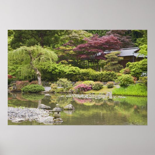 日本庭園の花々 ポスター (正面)