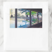 日本庭園クール湖山景 長方形シール (バッグ)