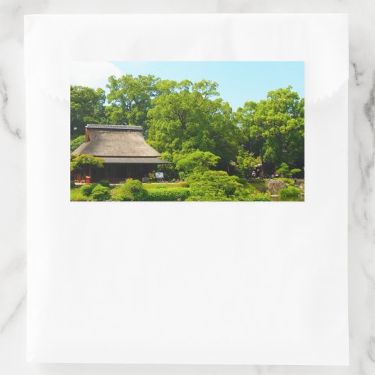 日本庭園 長方形シール (バッグ)